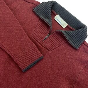 Irelandseye Glenstone Troyer 1/4 Zip Sweater Mens S Copper Red Lambswool Knit